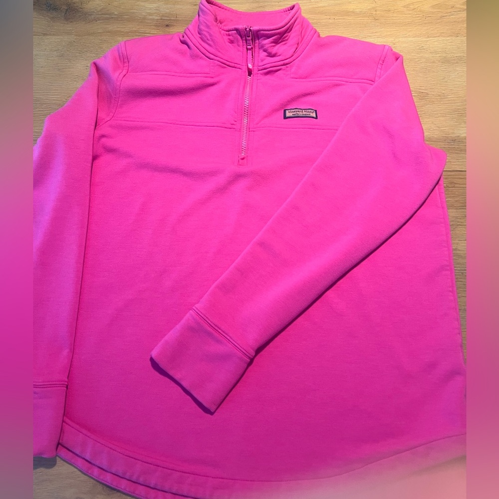 Vineyard Vines Women's 1/4 Zip Dreamcloth Shep Shirt XL Hot Pink Solid